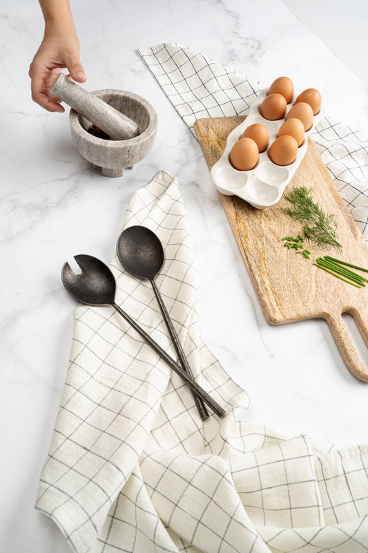 Tides Salad Servers S/2 Tumbled Black
