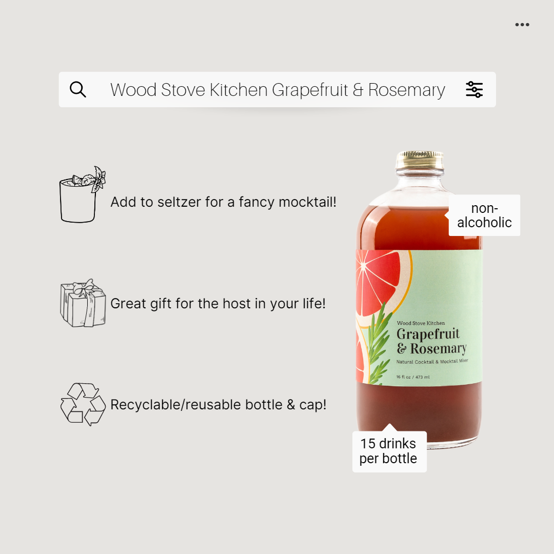 Grapefruit & Rosemary Cocktail Mixer and Mocktail Mixer, 16