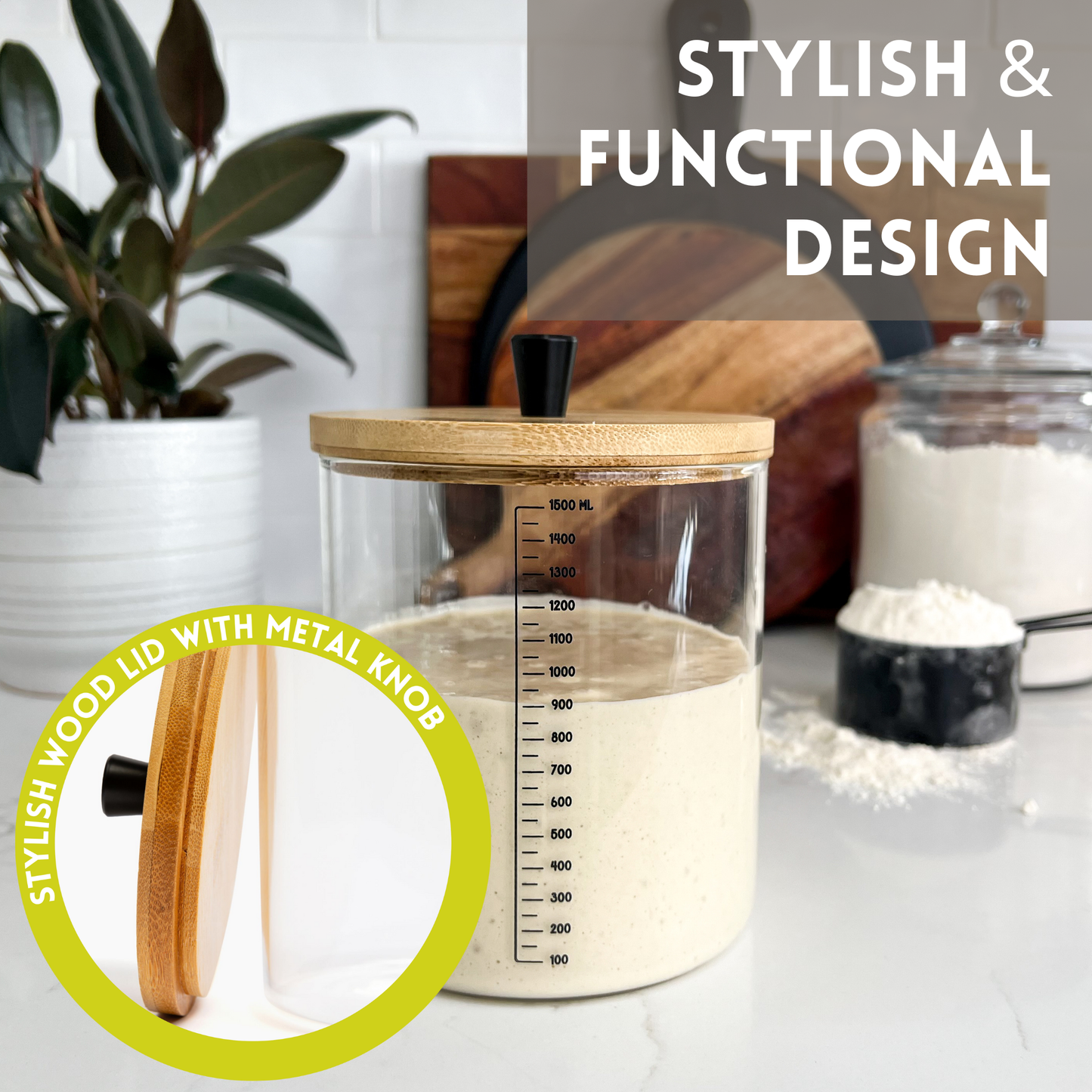 Sourdough Starter Jar Kit with Glass Jar, Spatula & More