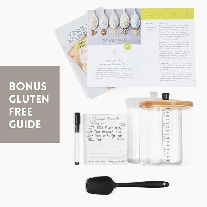 Sourdough Starter Jar Kit with Glass Jar, Spatula & More