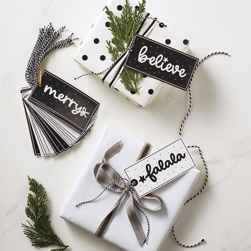 Gift Tags Book - Black/White Holiday