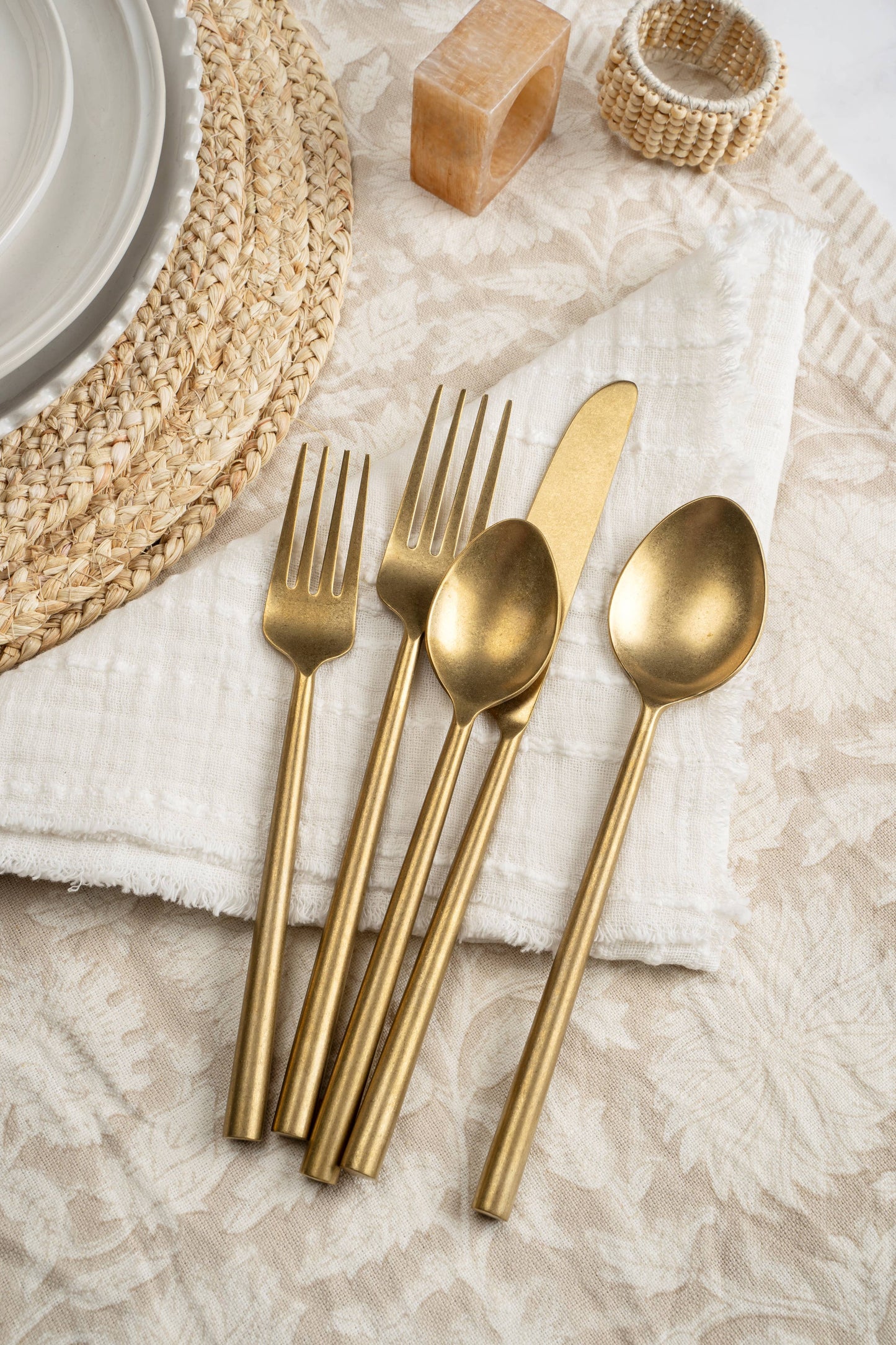 Tides Flatware S/5 Tumbled Gold