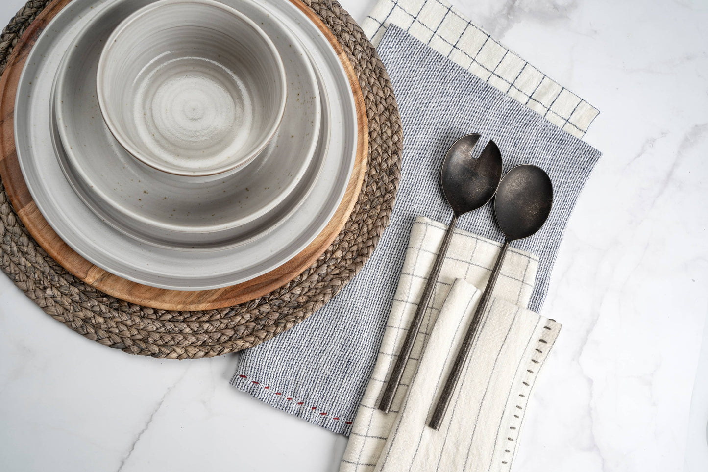 Tides Salad Servers S/2 Tumbled Black