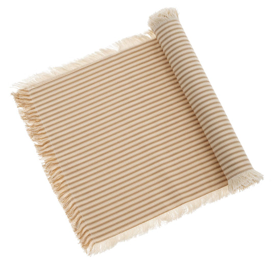 Ticking Fringe Runner, Tan