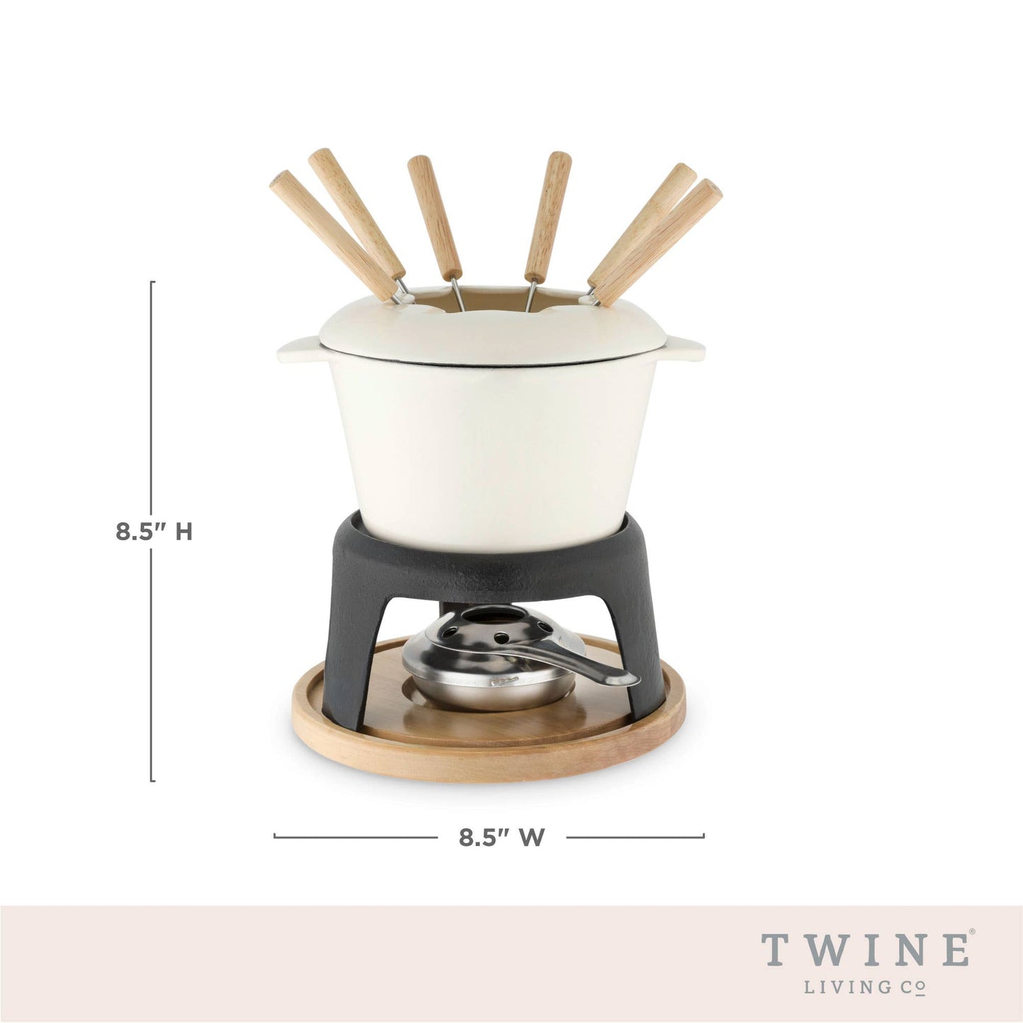 Enamel Coated-Finish Cast Iron Fondue Set