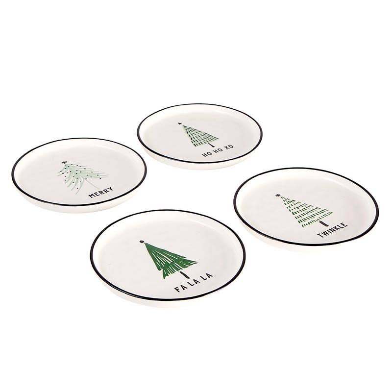 Green Holiday Dishes - Trees - Set of 4