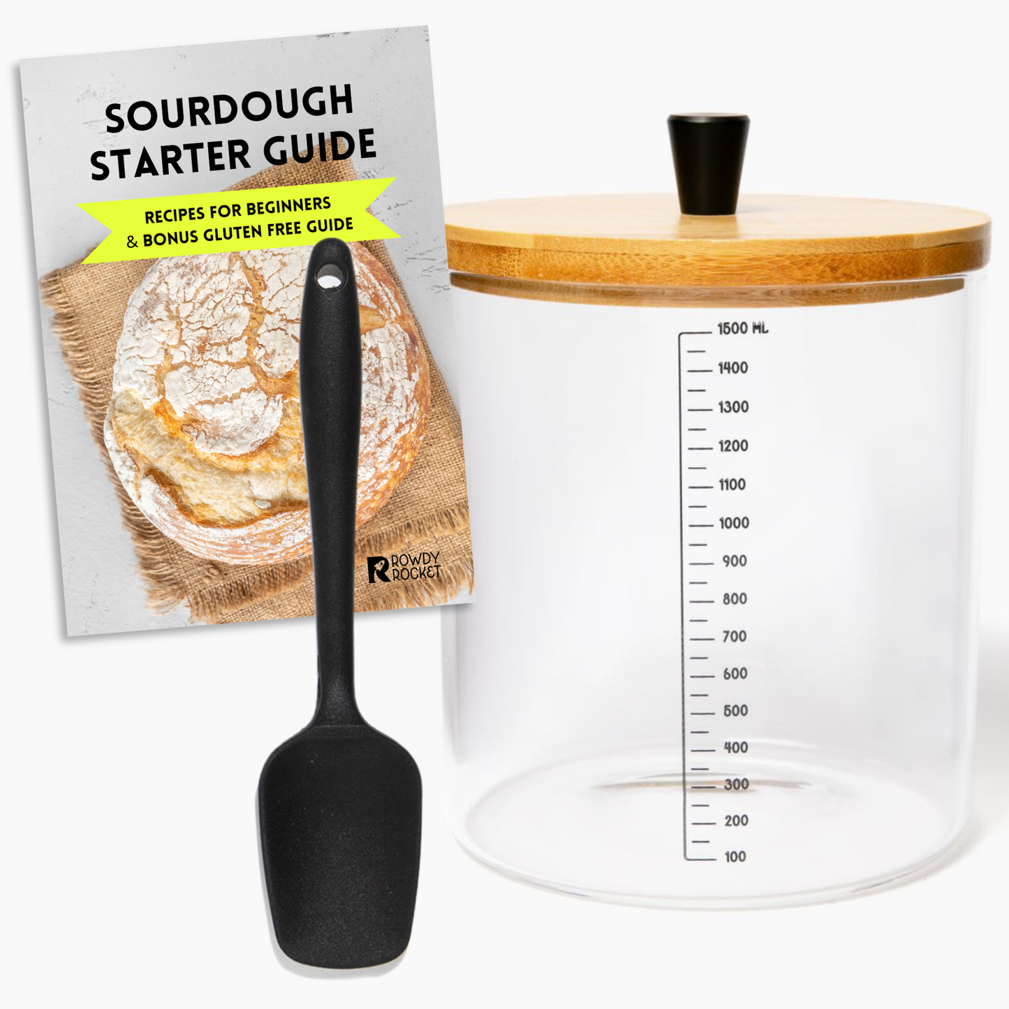 Sourdough Starter Jar Kit with Glass Jar, Spatula & More