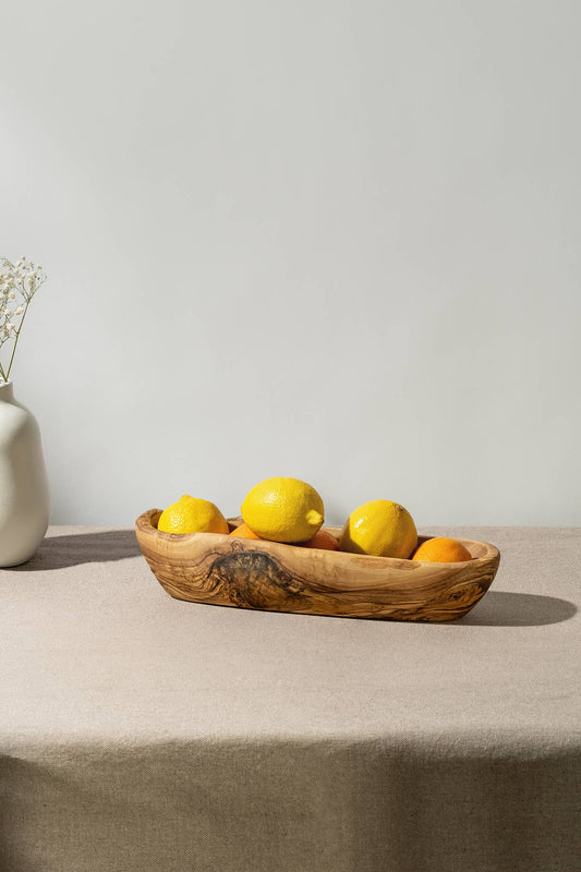 Natural Olive Wood Oval Bowl