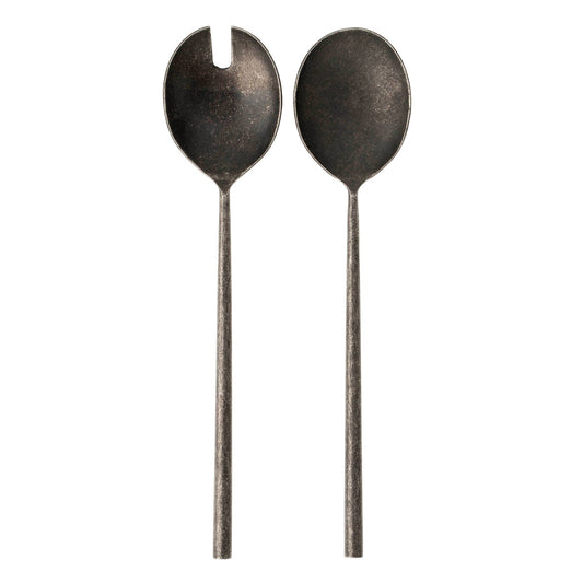 Tides Salad Servers S/2 Tumbled Black